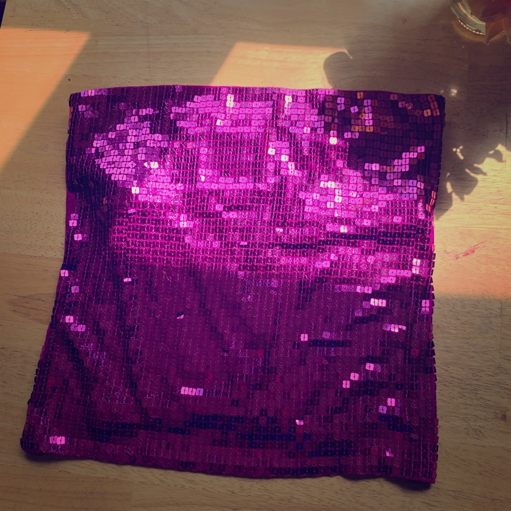 Pink sequin tube top